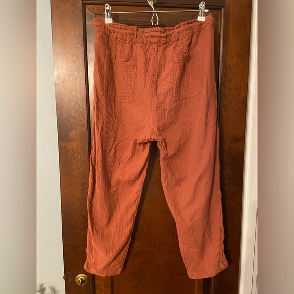 Madewell Lightestspun Beach Pants in Weathered Brick Gauze Drawstring Pants - Picture 3 of 4